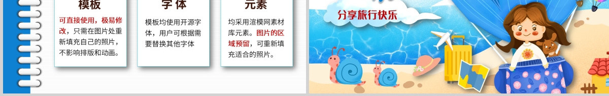 原创我的快乐旅行假期旅游记录PPT相册模板-版权可商用