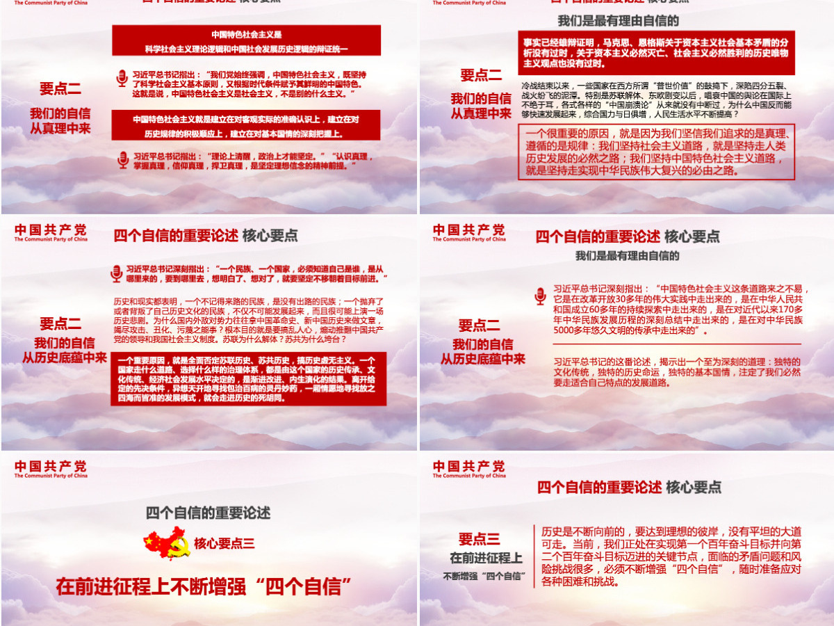 红色大气主题风格党课四个自信PPT模板 红色大气主题风格党课四个自信PPT模板