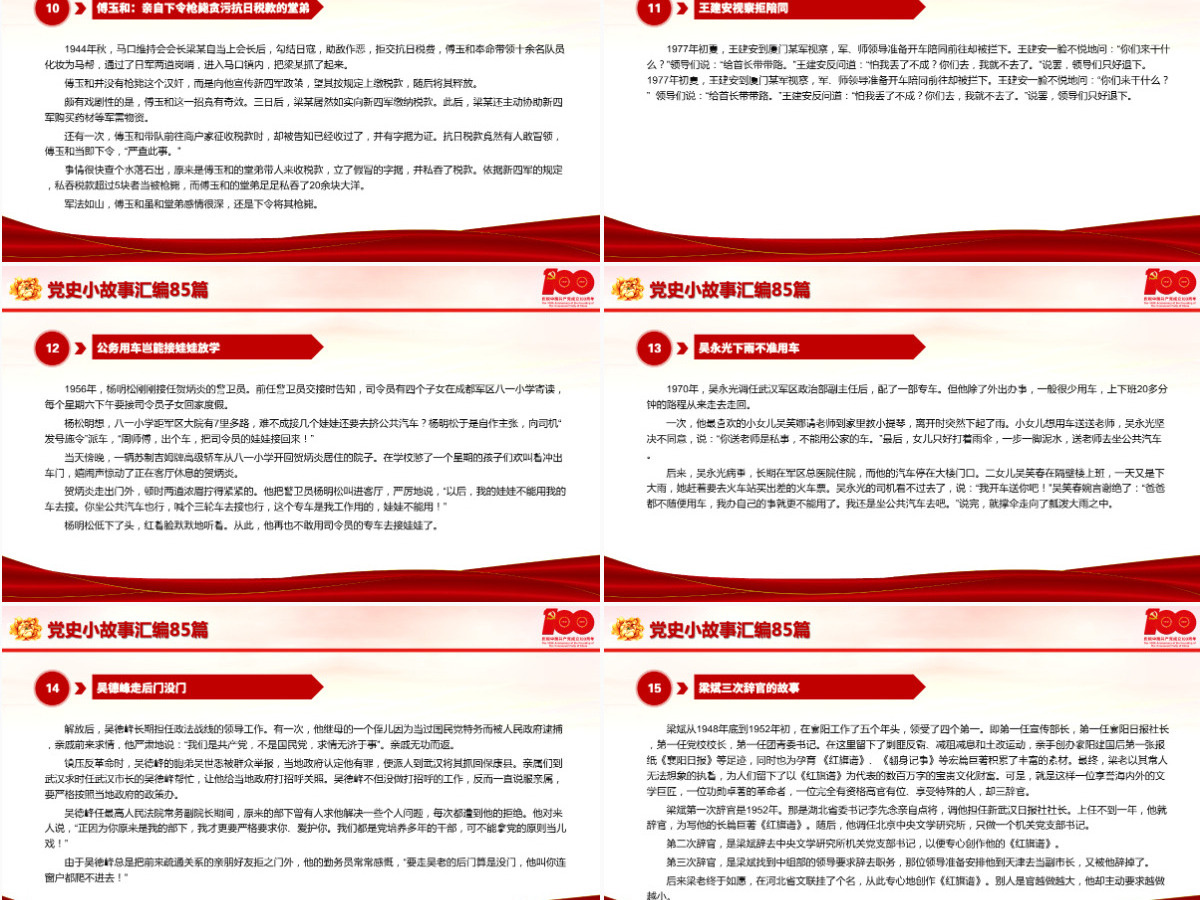 1921-2021党史小故事汇编85篇PPT中小学生学党史红色教育专题党课PPT模板-含讲稿 1921-2021党史小故事汇编85篇PPT中小学生学党史红色教育专题党课PPT模板-含讲稿