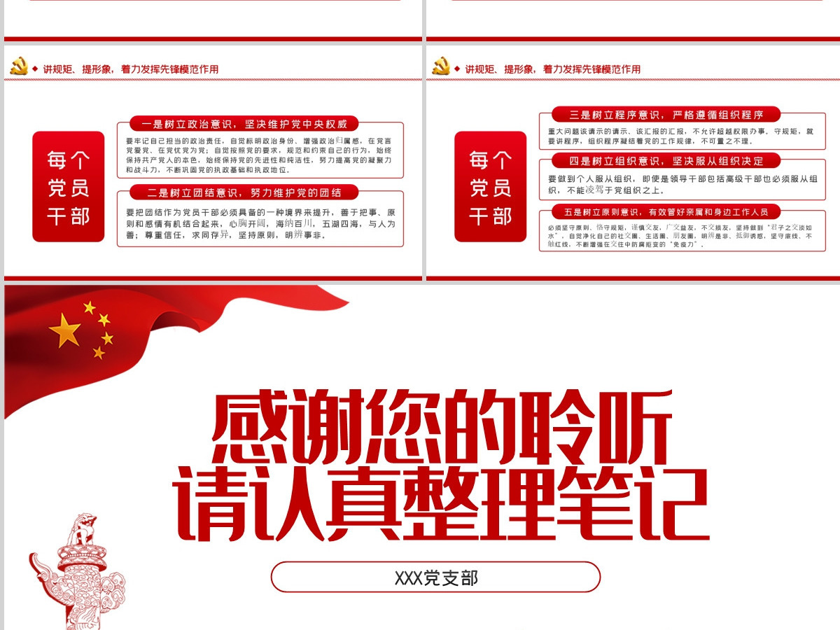 践行四讲四提做合格党员党课PPT模板