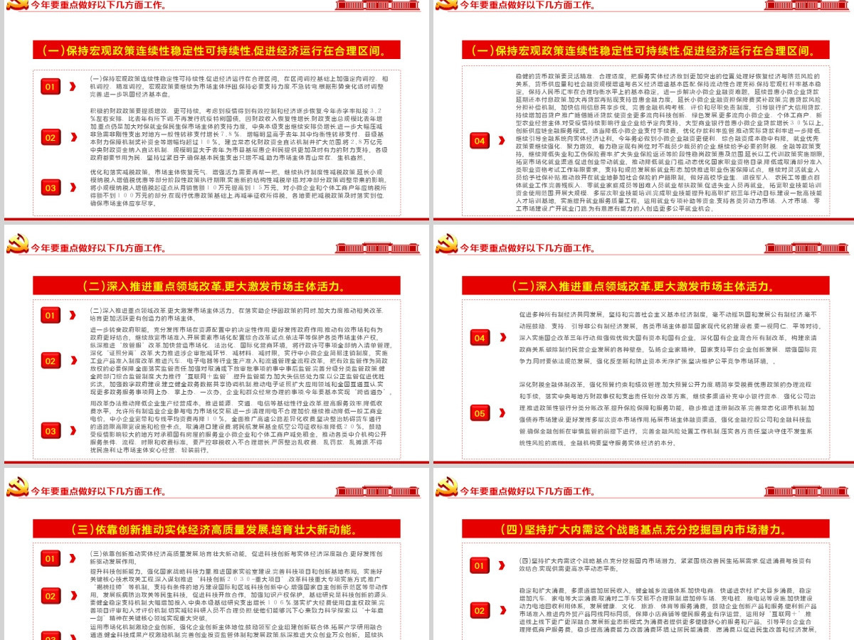 红色简约2021年全国两会政府工作报告学习解读PPT--含讲稿