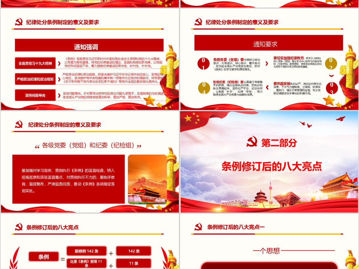 红色中国共产党纪律处分条例党课宣传学习ppt模板 红色中国共产党纪律处分条例党课宣传学习ppt模板