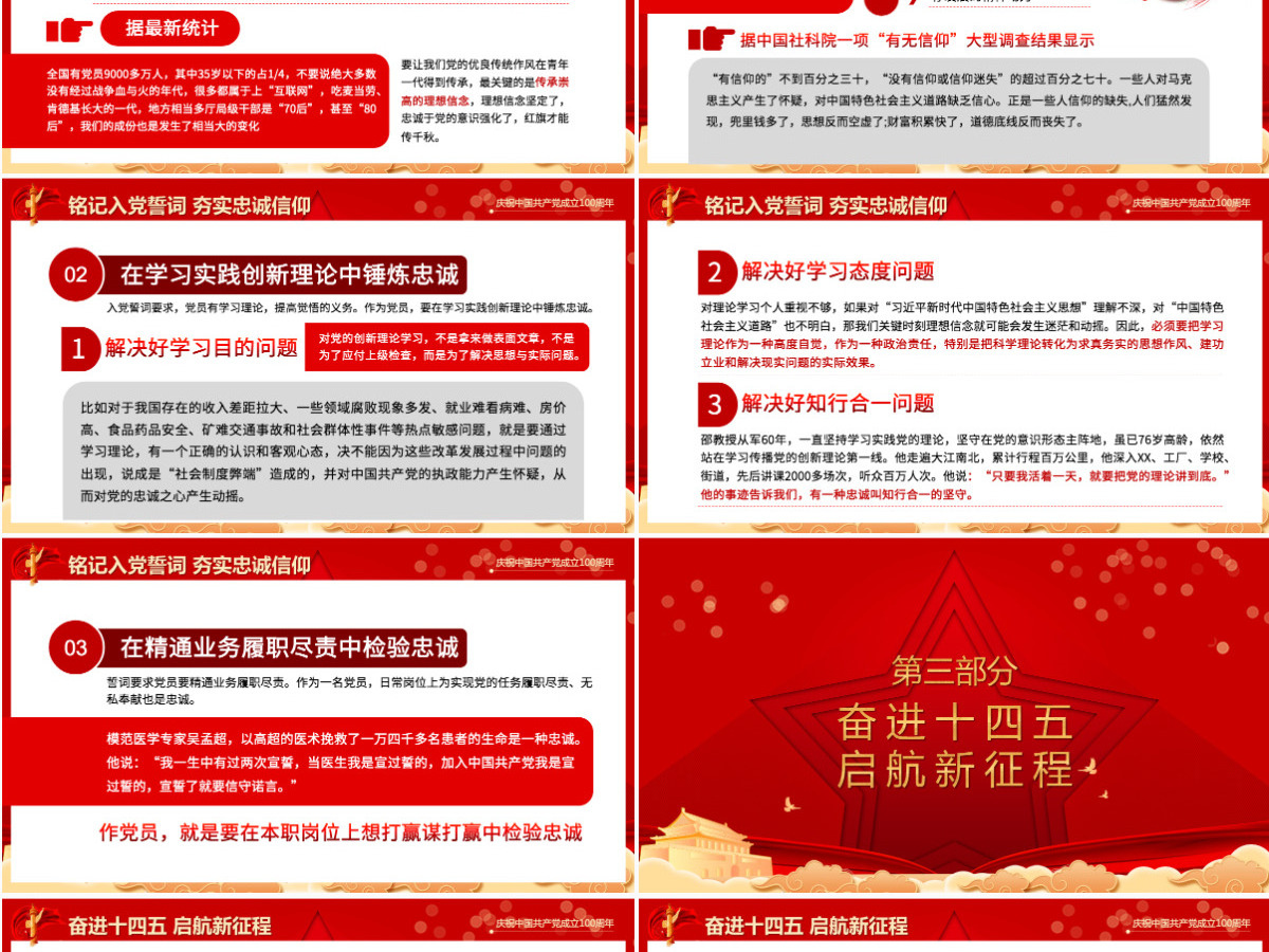 2021从入党誓词领悟党员的初心和使命PPT红色建党100周年迎七一系列党课课件-含讲稿