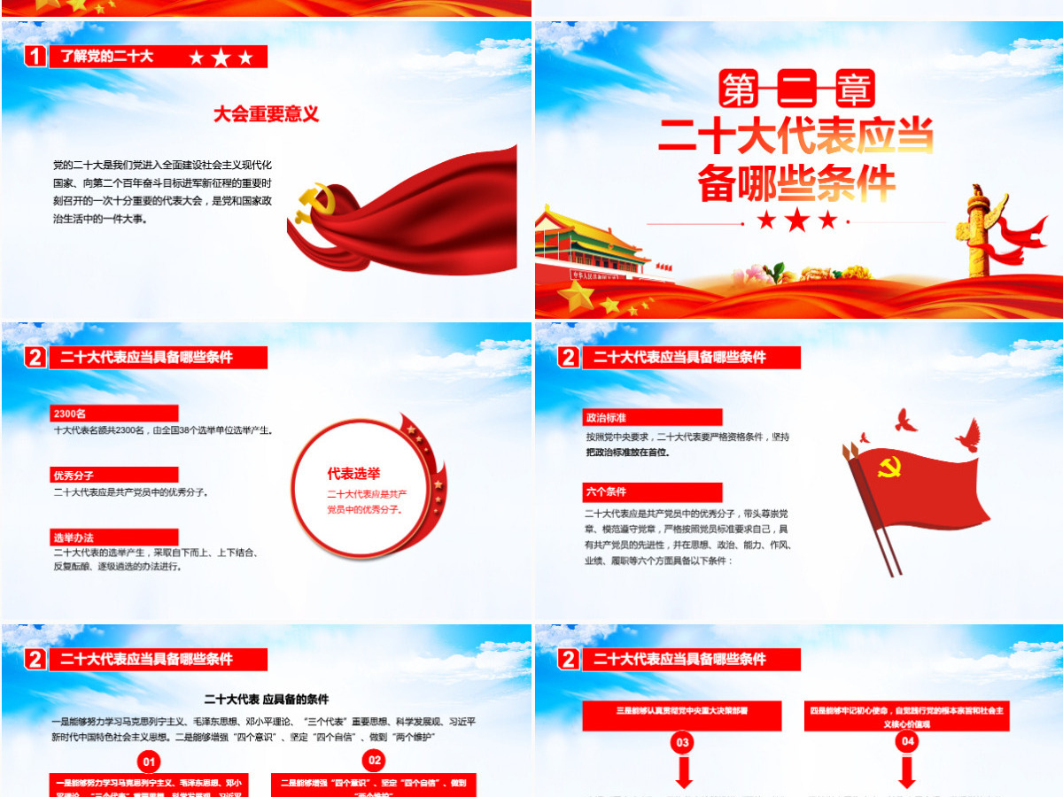 喜迎党的二十大红色喜庆了解二十大及二十大代表应当具备的条件党课课件PPT 喜迎党的二十大红色喜庆了解二十大及二十大代表应当具备的条件党课课件PPT