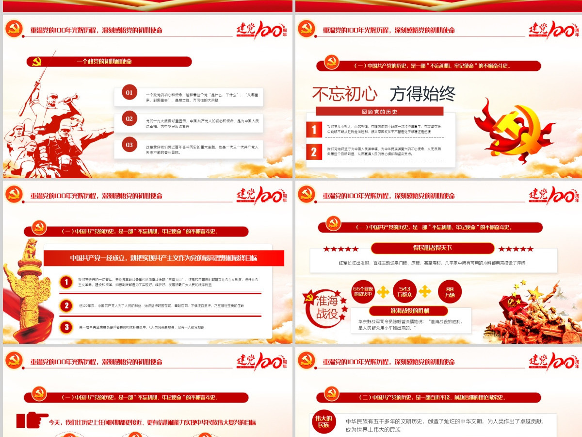 百年光辉历史牢记初心使命建党100周年七一建党节党课PPT--含讲稿 百年光辉历史牢记初心使命建党100周年七一建党节党课PPT--含讲稿