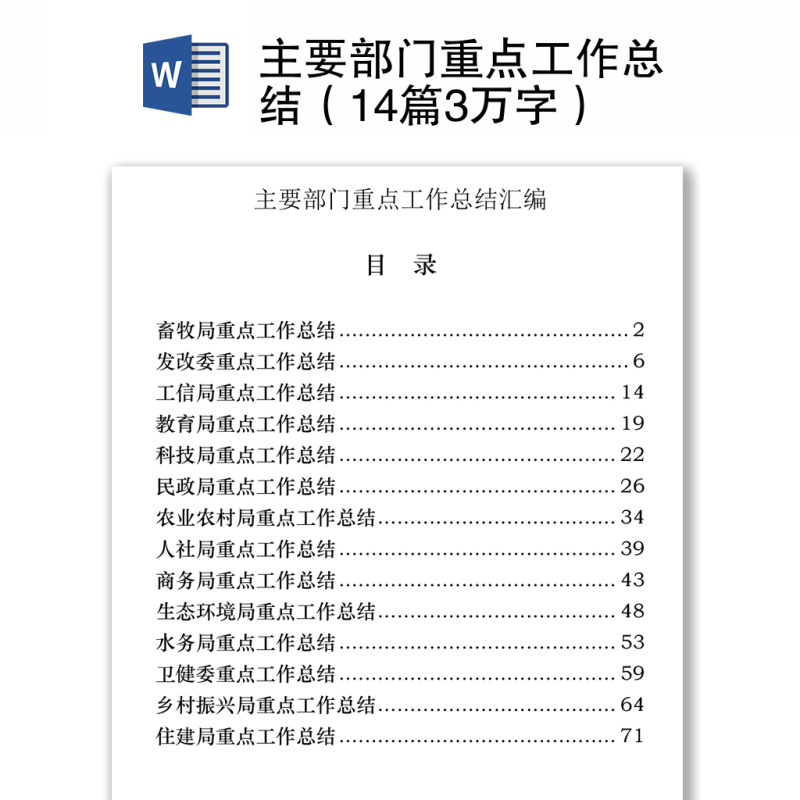 主要部门重点工作总结（14篇3万字）