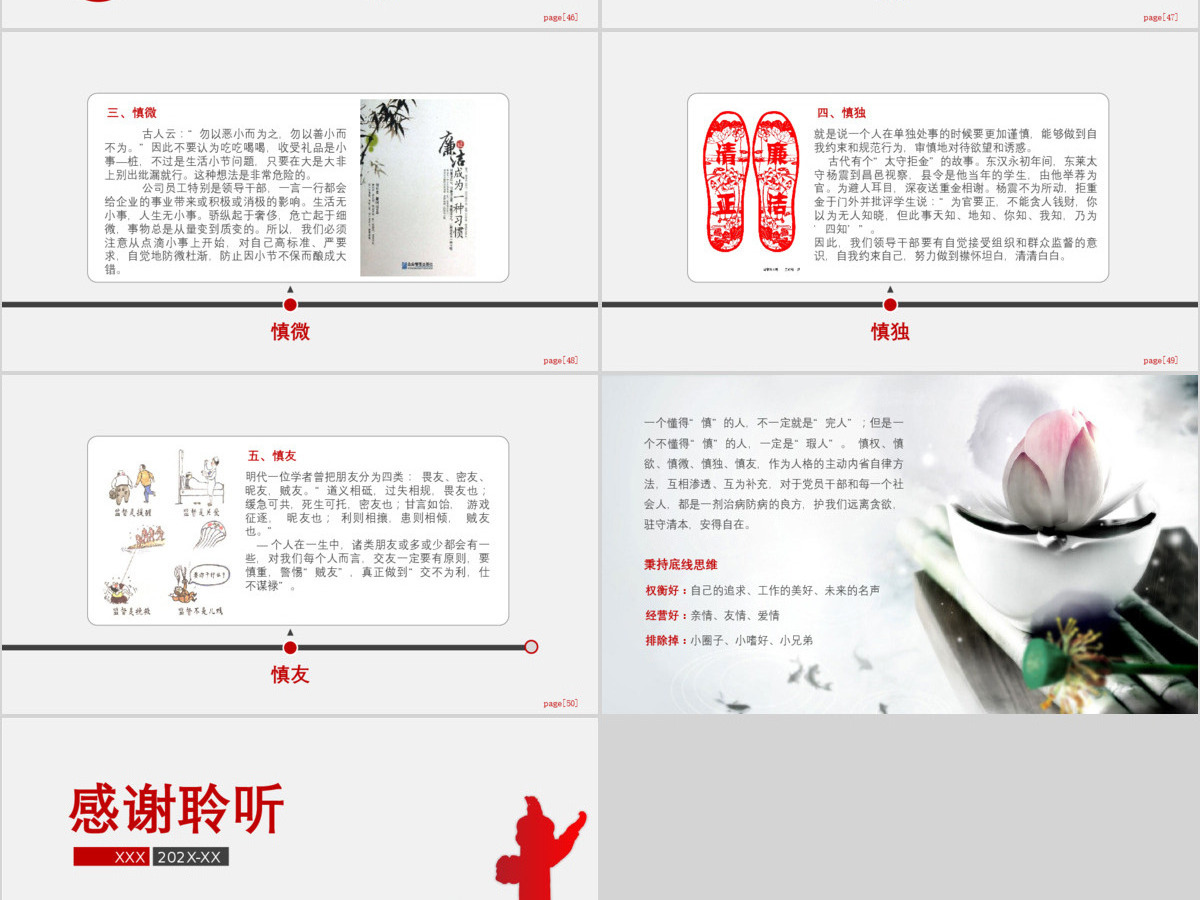 红色公职人员廉洁从业培训PPT模板幻灯片