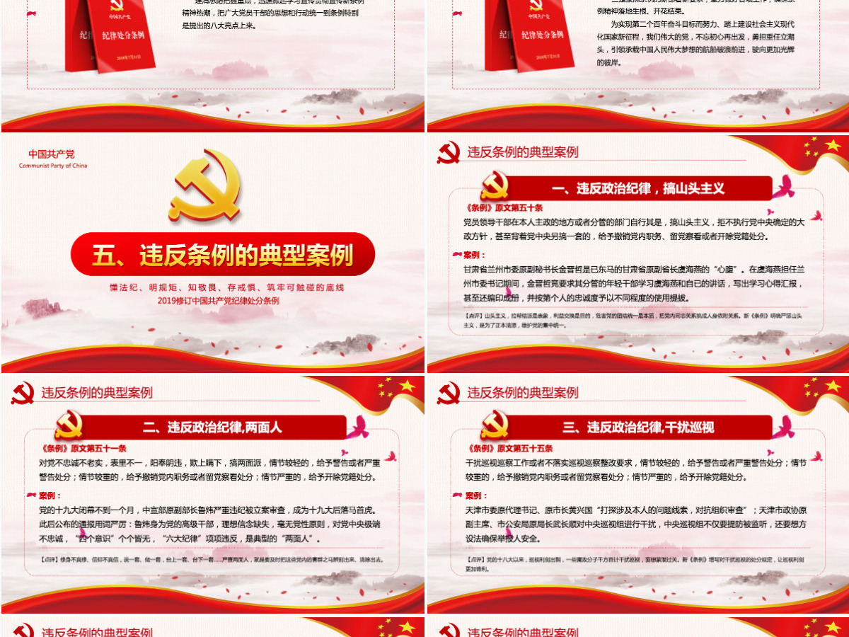 红色党政中国共产党纪律处分条例党课党员学习解读宣传党课党建ppt模板