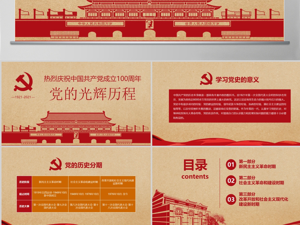 党的光辉历程教育培训学习建党节PPT模板-含讲稿