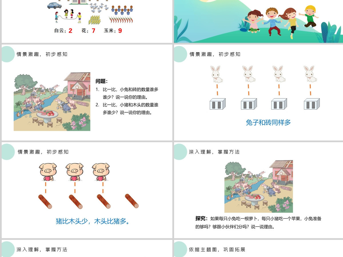 人教版小学一年级数学上册第一课：准备课、比多少（含配套教案）课件PPT