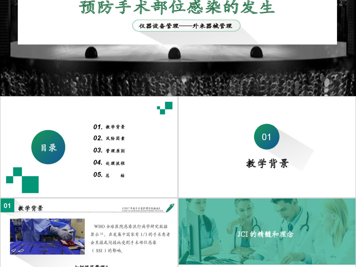 预防手术部位感染医学PPT模板工作总结汇报培训