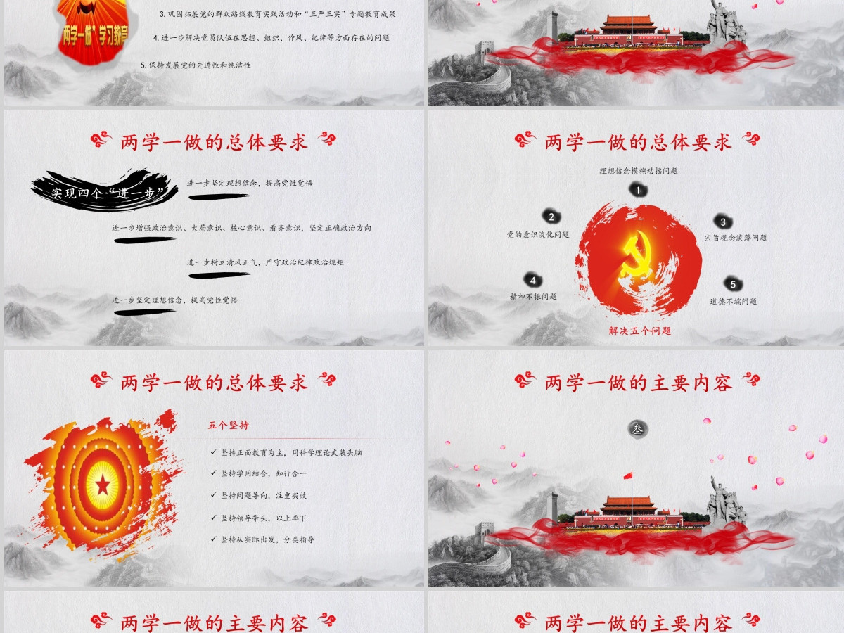 积极推进两学一做常态化制度化PPT模板幻灯片 积极推进两学一做常态化制度化PPT模板幻灯片