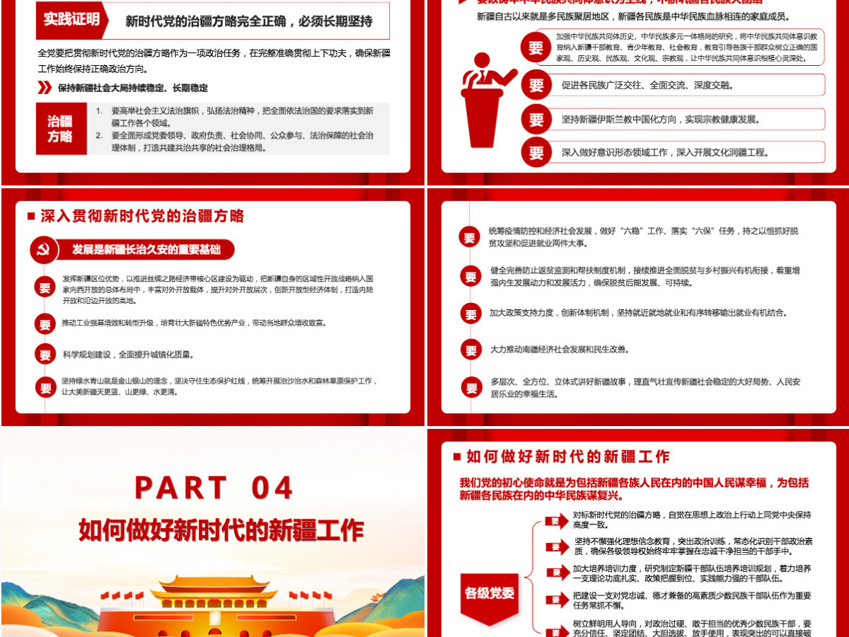 彩色手绘党建风第三次中央新疆工作座谈会党建党课PPT模版 彩色手绘党建风第三次中央新疆工作座谈会党建党课PPT模版