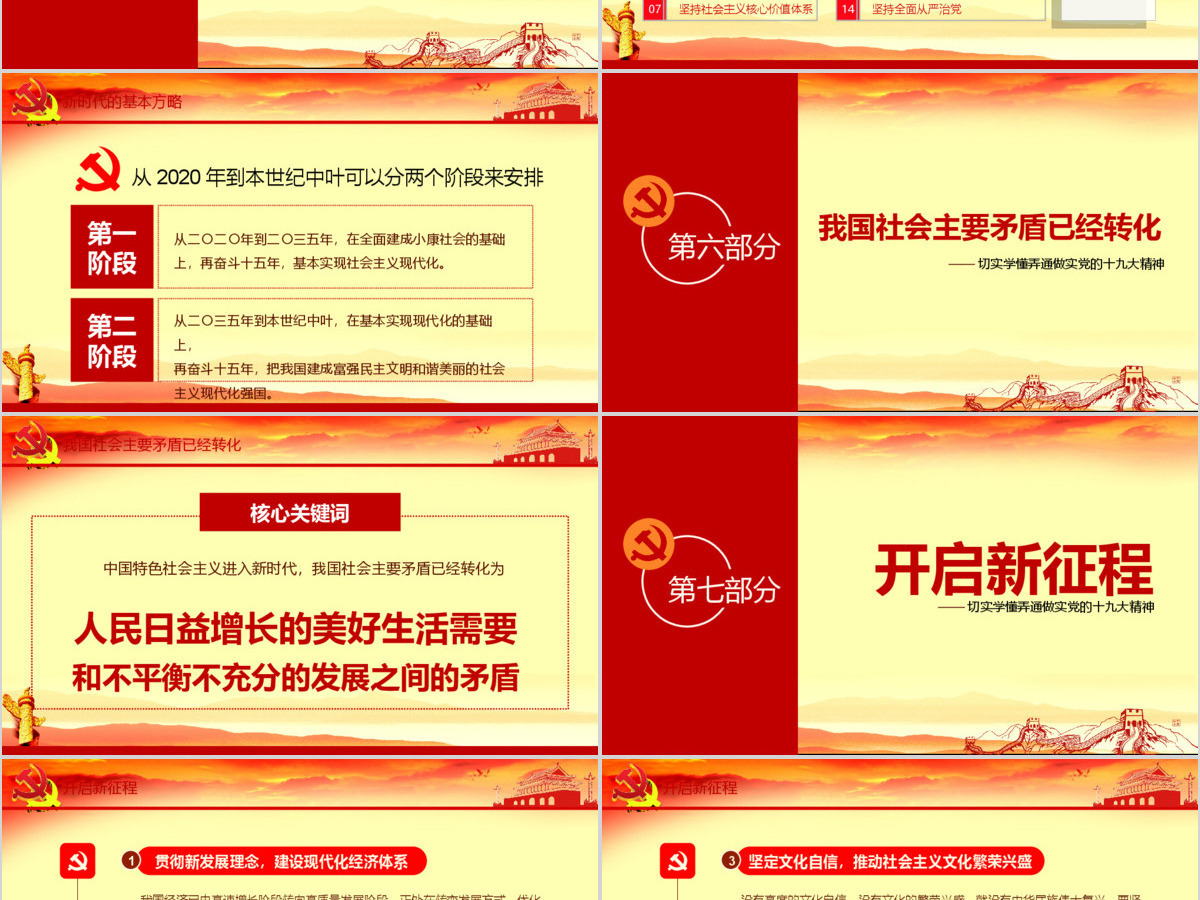 十九大精神总结学习新时代党员党课PPT