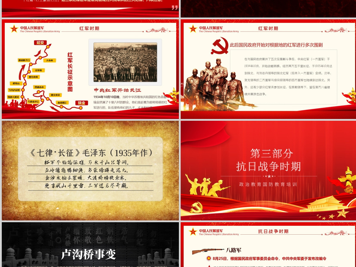 2020八一建军节中国人民解放军发展简史国防教育部队教育爱国主义教育PPT模板 2020八一建军节中国人民解放军发展简史国防教育部队教育爱国主义教育PPT模板