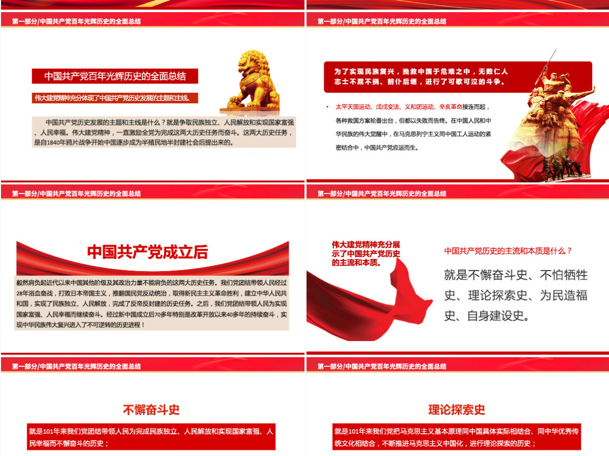 重温建党精神红色大气精美喜迎党的二十大专题课件模板PPT 重温建党精神红色大气精美喜迎党的二十大专题课件模板PPT
