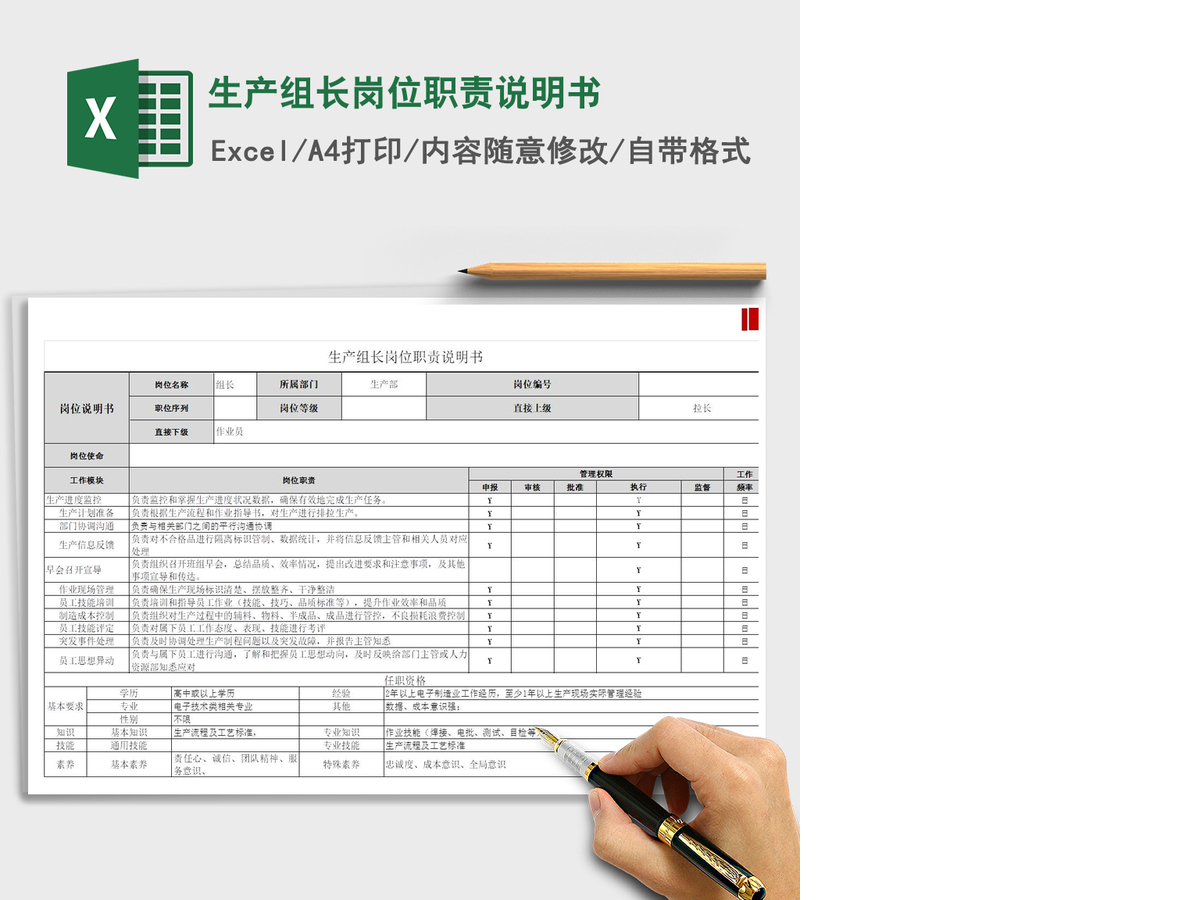2021年生产组长岗位职责说明书 2021年生产组长岗位职责说明书