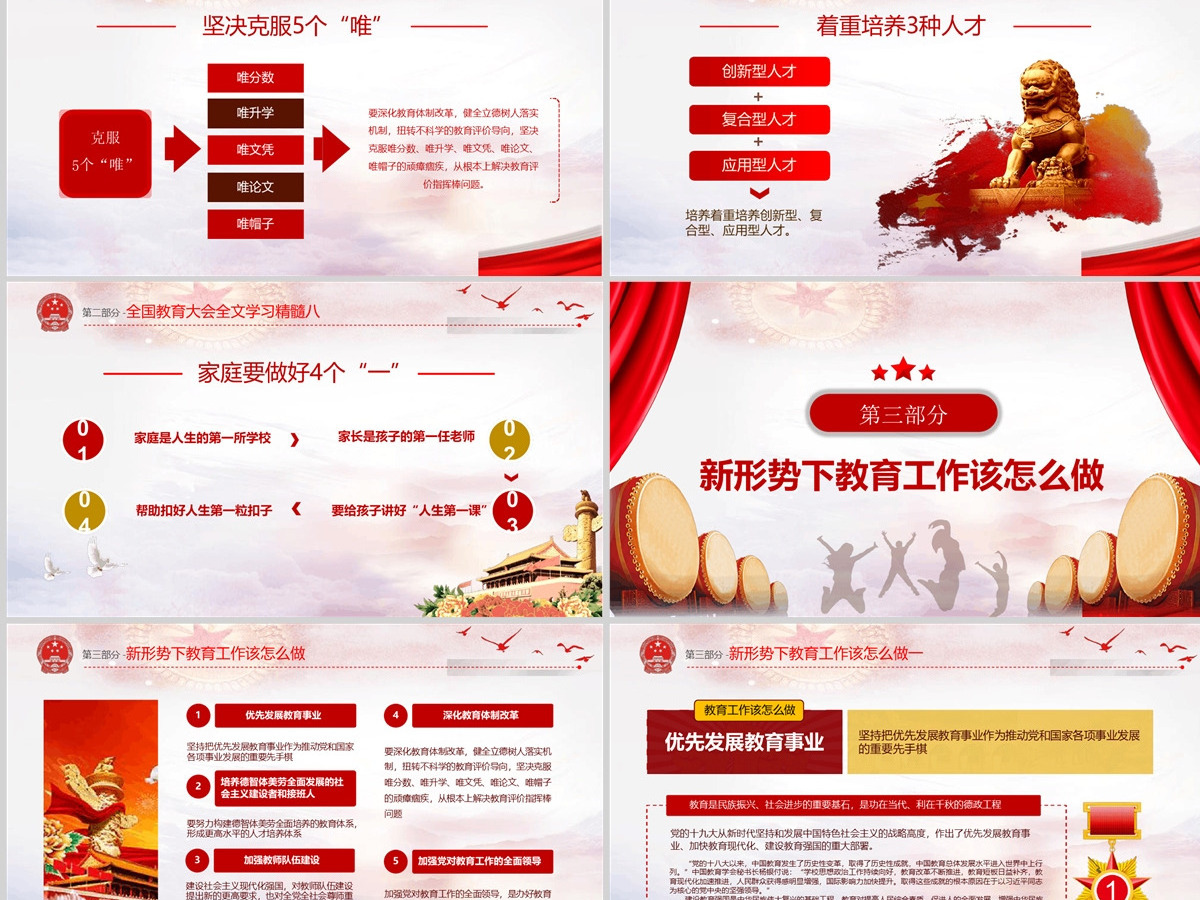 红色简约大气聚焦全国教育大会