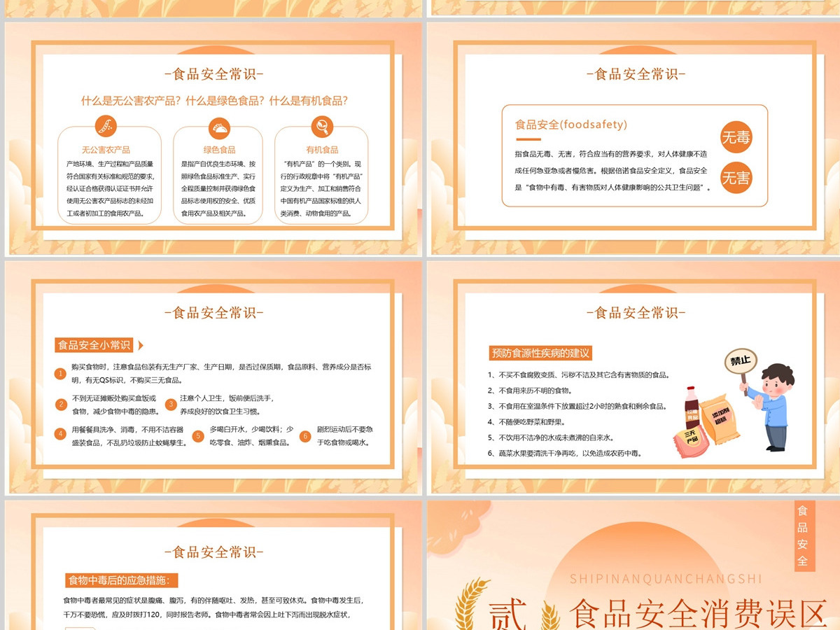 2023食品安全日PPT绿色卡通风食品安全消费者权益日知识介绍课件模板下载