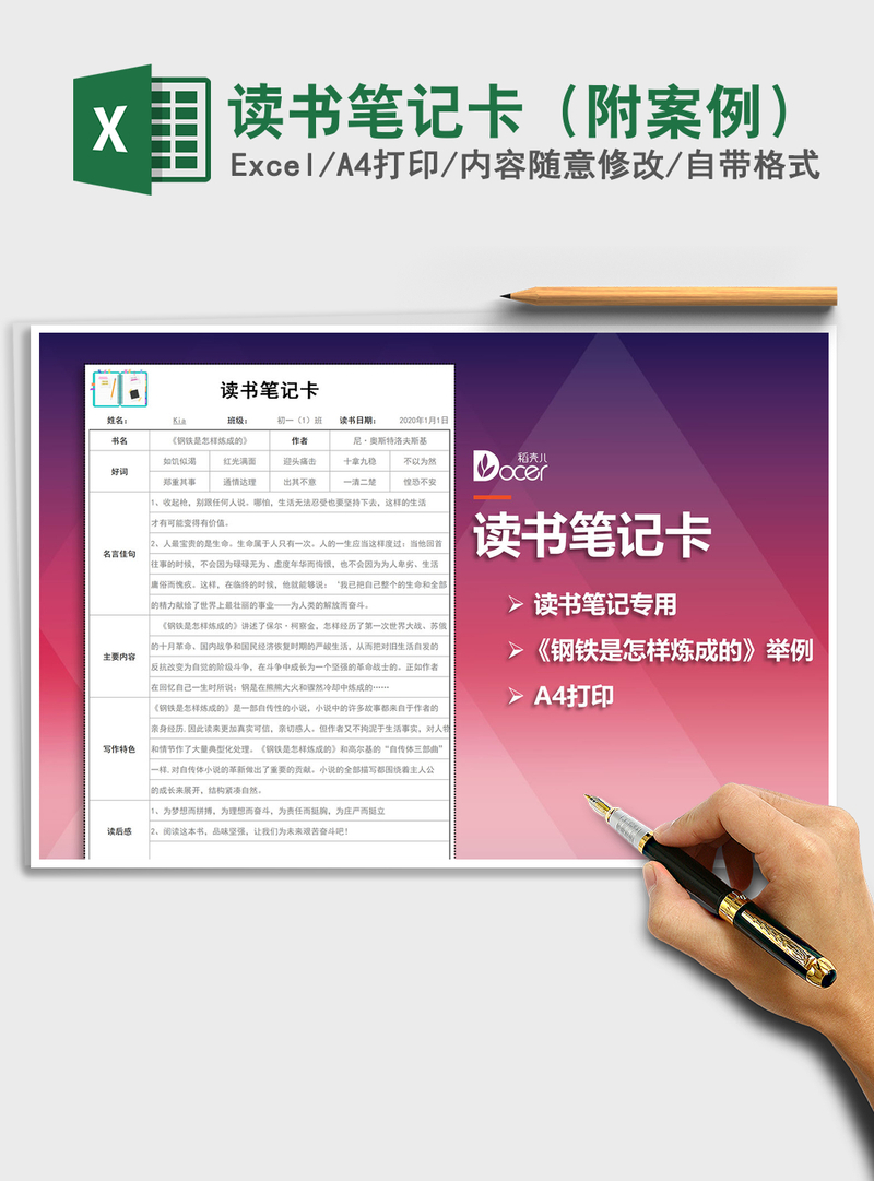 2021年读书笔记卡（附案例）