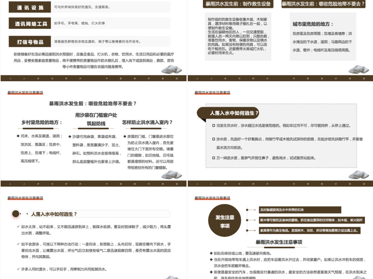 2022汛期自救常识简约卡通风人人参与防洪共建美好家园主题课件模板PPT 2022汛期自救常识简约卡通风人人参与防洪共建美好家园主题课件模板PPT