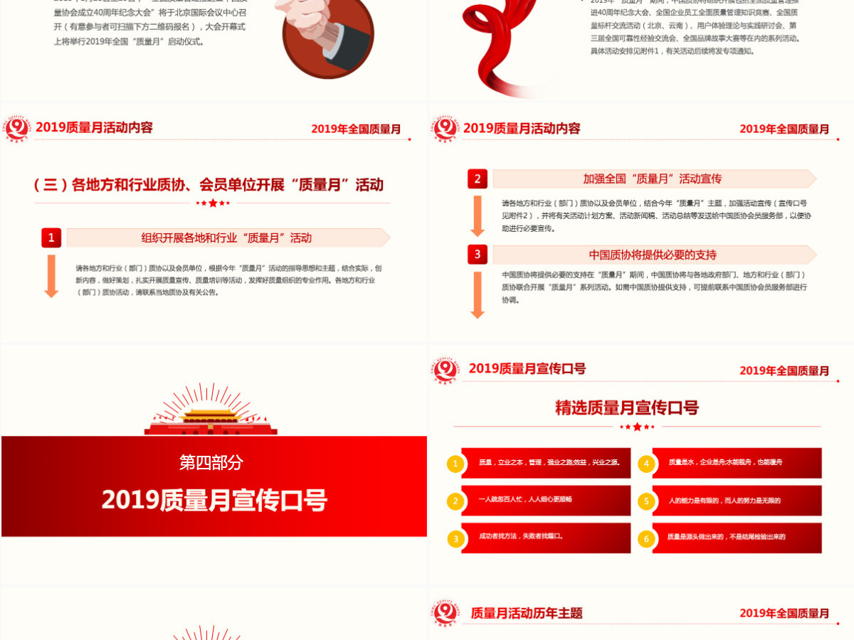 原创2019全国质量月活动主题学习质量PPT-版权可商用