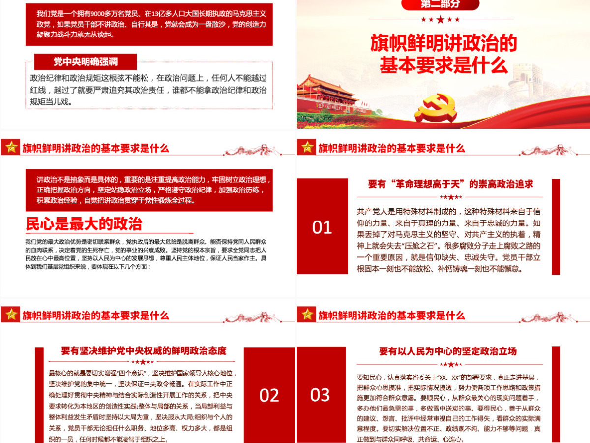 旗帜鲜明讲政治红色党政风不忘初心牢记使命七一主题教育专题课件模板PPT