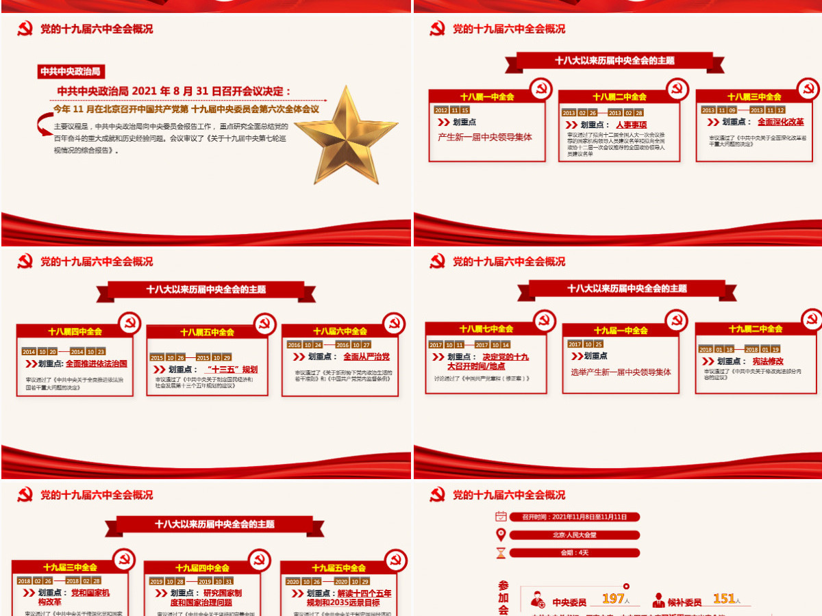 十九届六中全会公报PPT红色党政风中国共产党第十九届中央委员会第六次全体会议公报全文内容党课-含讲稿 十九届六中全会公报PPT红色党政风中国共产党第十九届中央委员会第六次全体会议公报全文内容党课-含讲稿