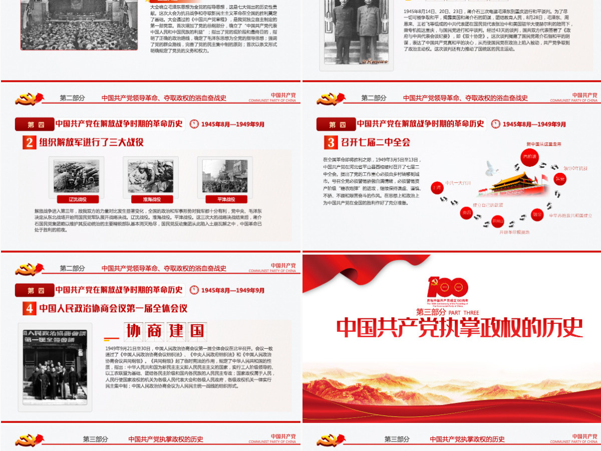 2021从开天辟地到百年风华庆祝建党100周年专题党课PPT模板-含讲稿