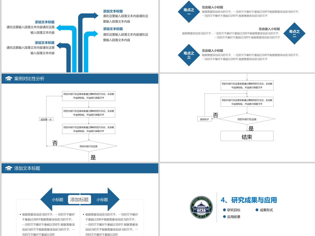 蓝色简约毕业论文答辩开题报告PPT模板