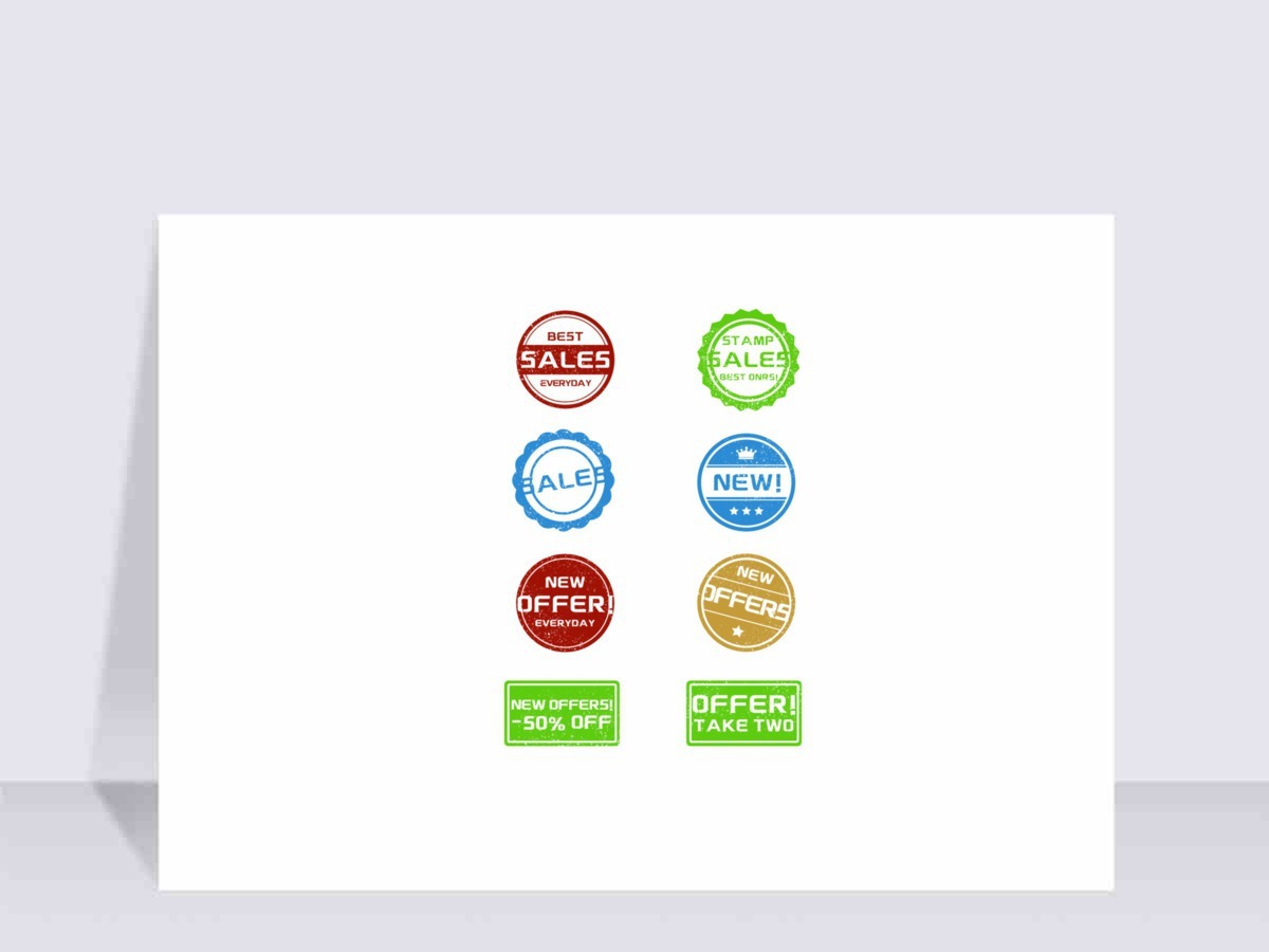 彩色简约邮戳印章标签图片