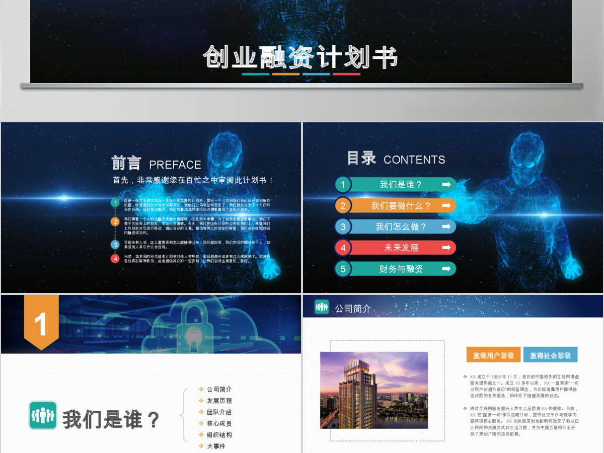 2019创业融资计划书PPT模板
