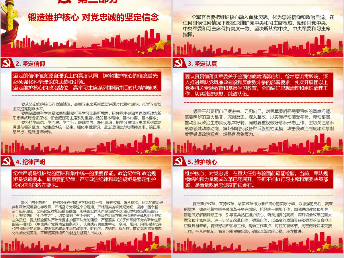 2017部队党课维护核心听从指挥ppt模板
