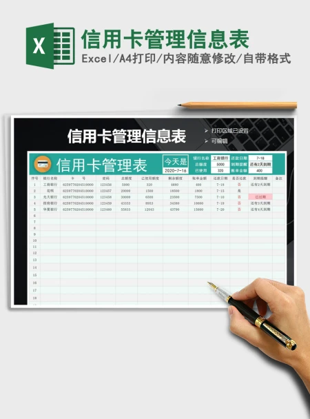 2021年信用卡管理信息表 2021年信用卡管理信息表