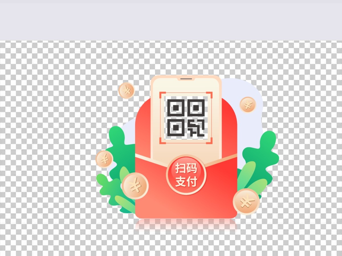 扫码支付红包手机金币矢量促销元素
