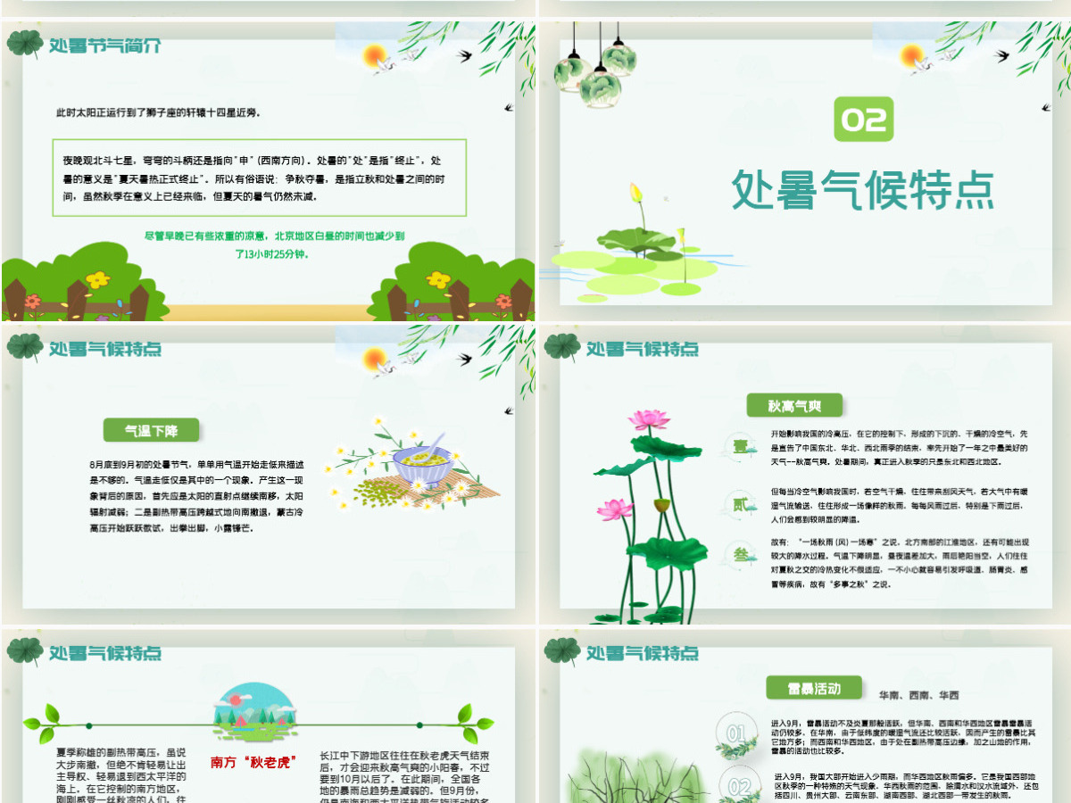 原创小清新校园文化教育传统中国二十四节气之处暑节气相关知识介绍主题班会PPT-版权可商用 原创小清新校园文化教育传统中国二十四节气之处暑节气相关知识介绍主题班会PPT-版权可商用