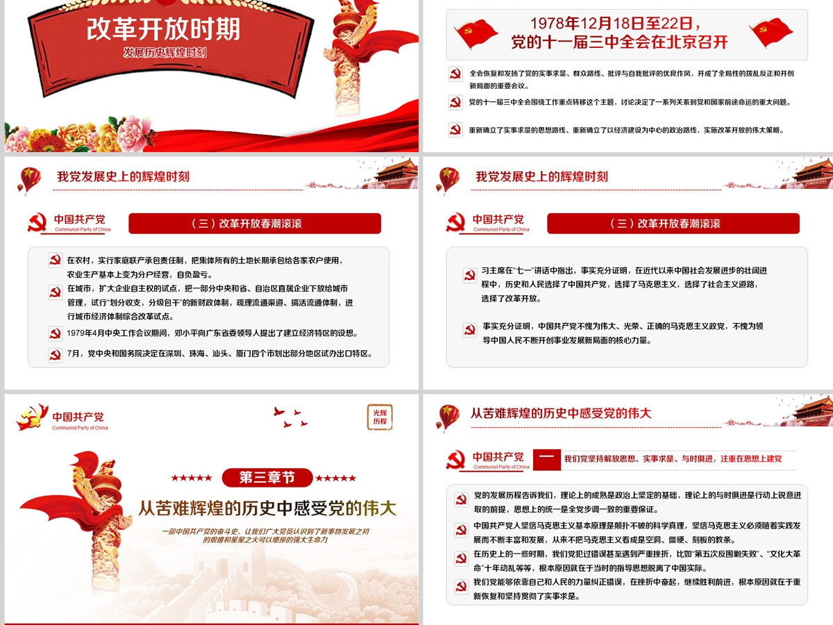党政党建党课七一党课光辉历程PPT动态模板党政党--含讲稿