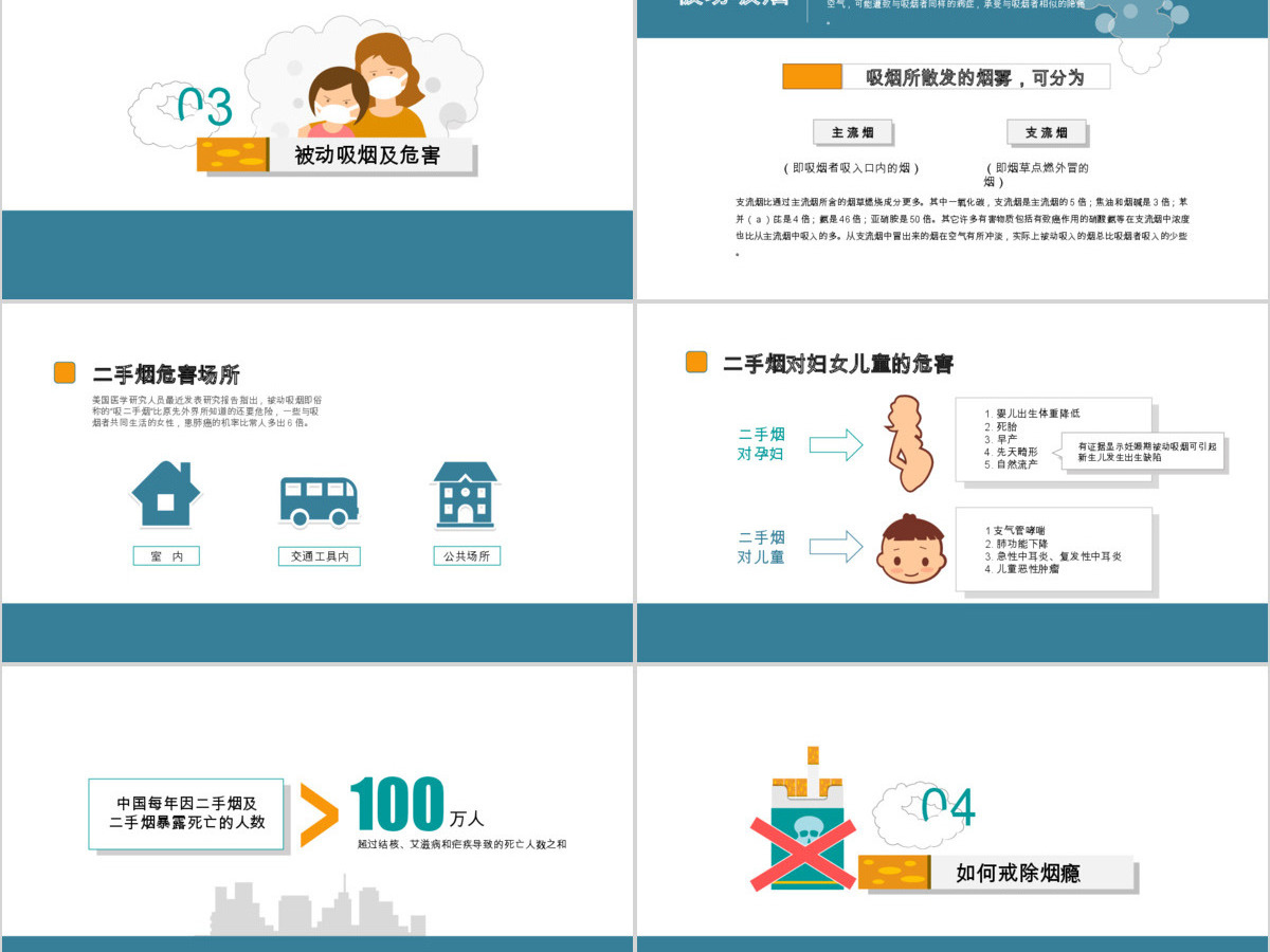 原创世界禁烟日主题班会无烟日宣传PPT模板-版权可商用