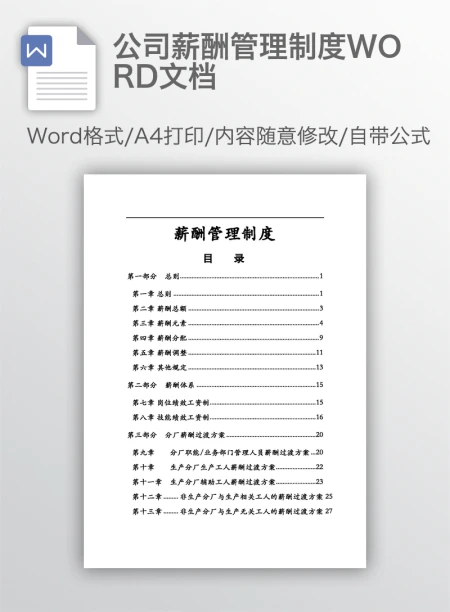 公司薪酬管理制度WORD文档