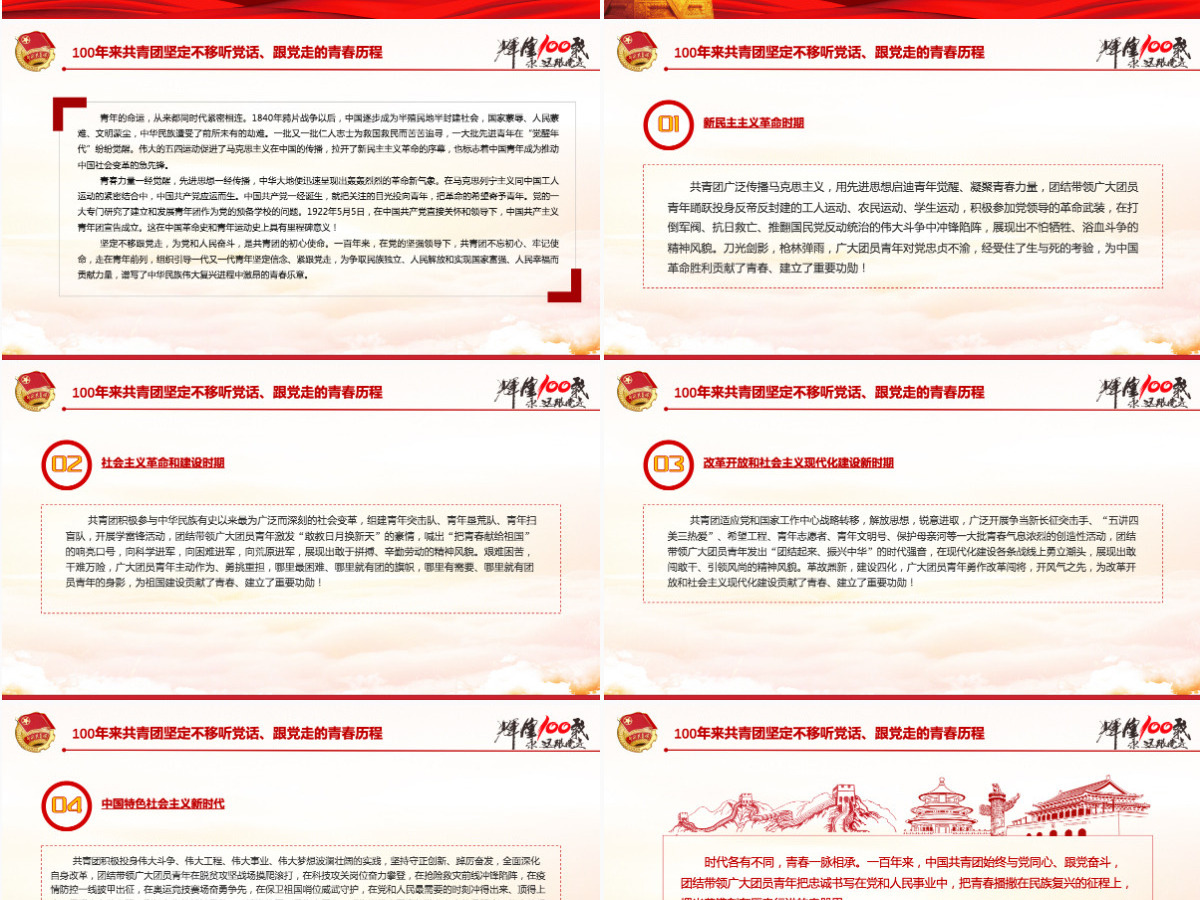 红色精美在庆祝中国共产主义青年团成立100周年大会上的讲话精神解读团课课件 红色精美在庆祝中国共产主义青年团成立100周年大会上的讲话精神解读团课课件