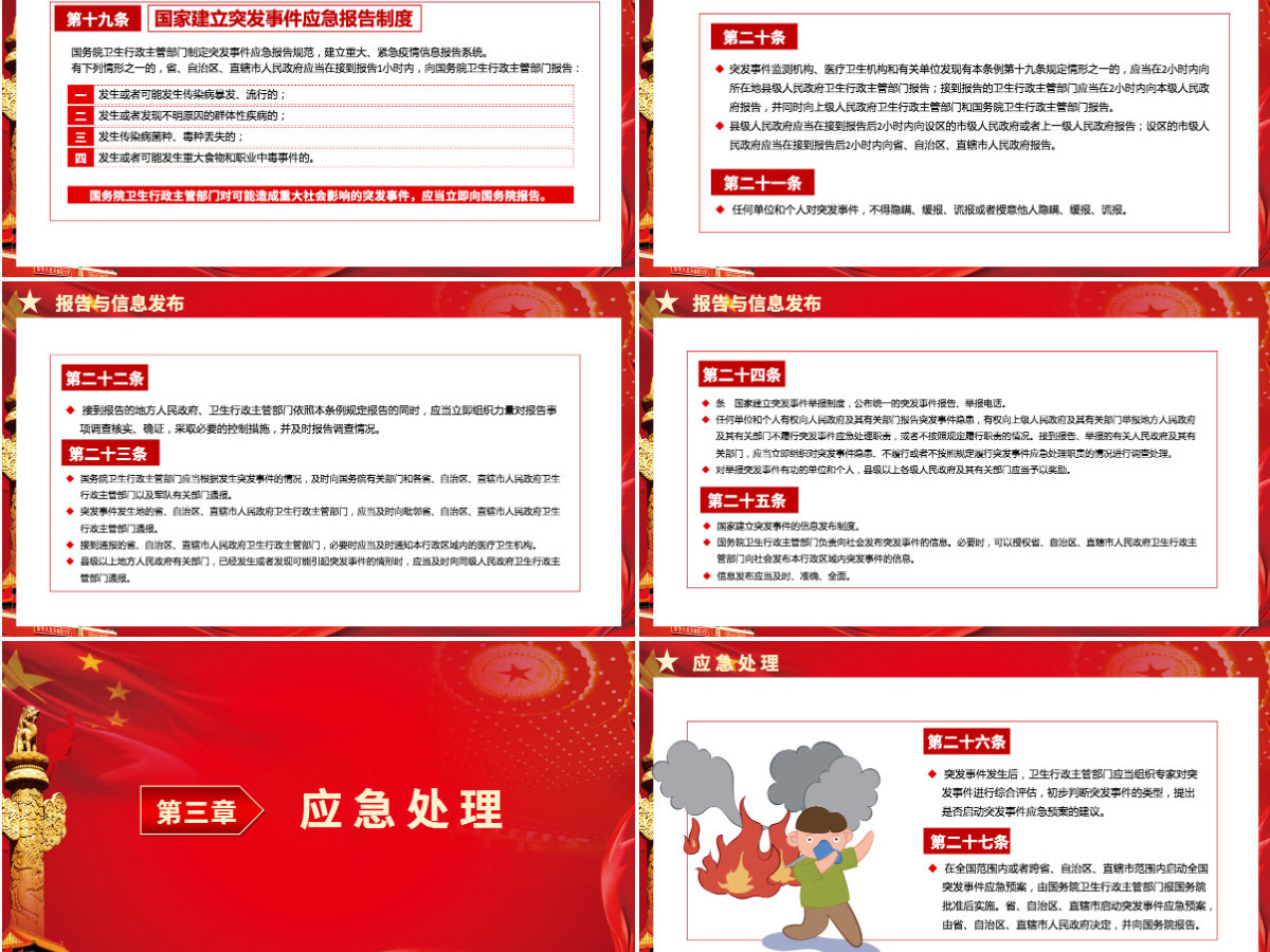 红色党政突发公共卫生事件应急条例PPT模板 红色党政突发公共卫生事件应急条例PPT模板