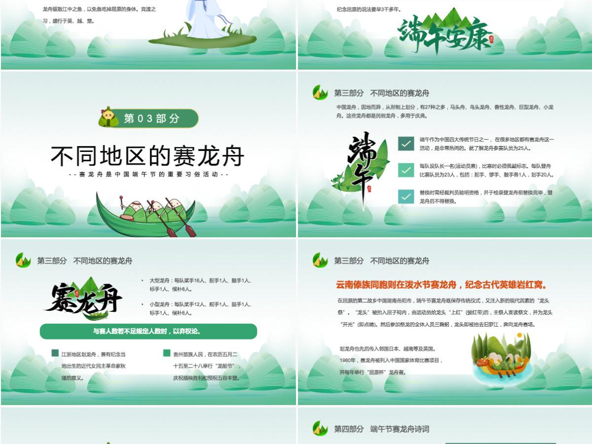 端午赛龙舟中国传统节日端午节知识课件模板PPT 端午赛龙舟中国传统节日端午节知识课件模板PPT