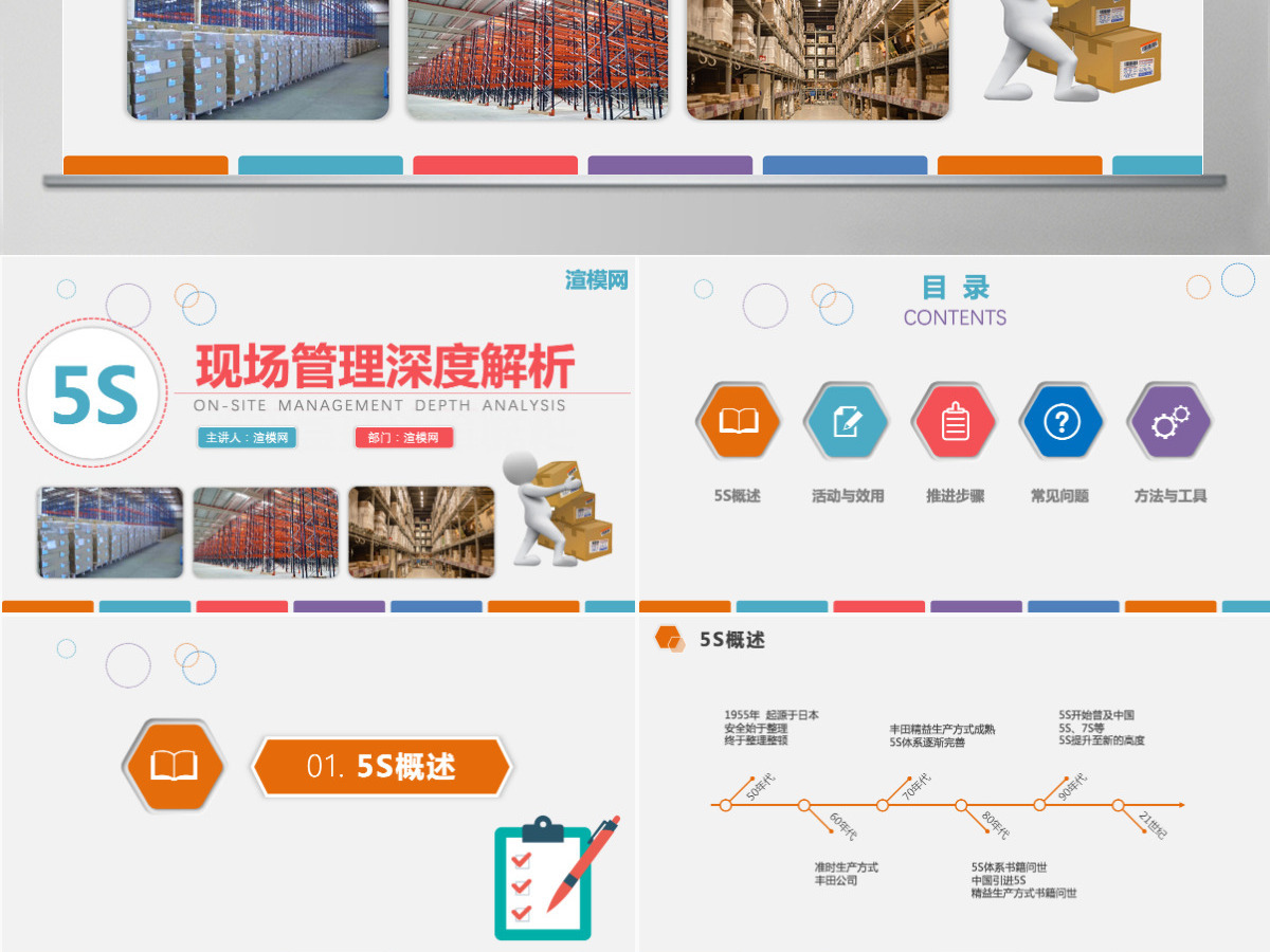 框架完整下载即用多色企业仓储5S现场管理深度解析PPT模板 框架完整下载即用多色企业仓储5S现场管理深度解析PPT模板