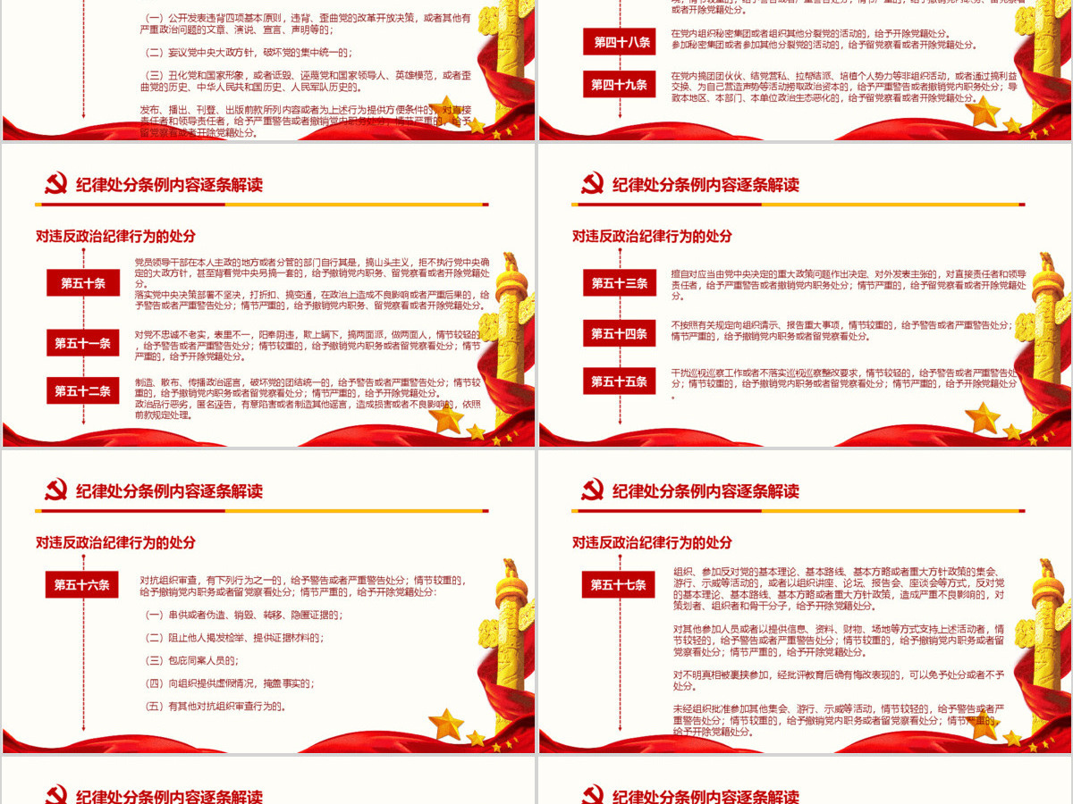 红色中国共产党纪律处分条例党课宣传学习ppt模板 红色中国共产党纪律处分条例党课宣传学习ppt模板