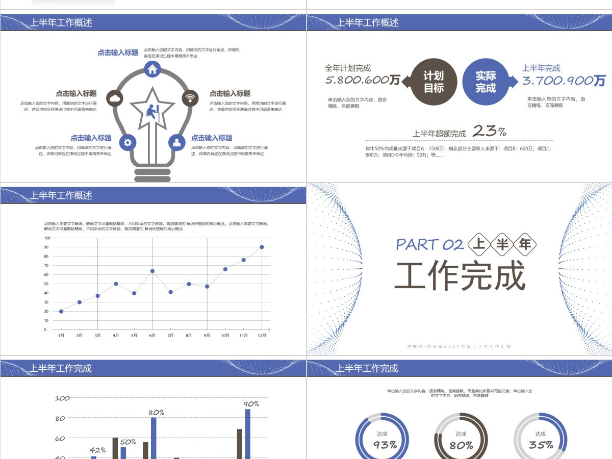 简洁清爽上半年年中工作总结述职报告PPT