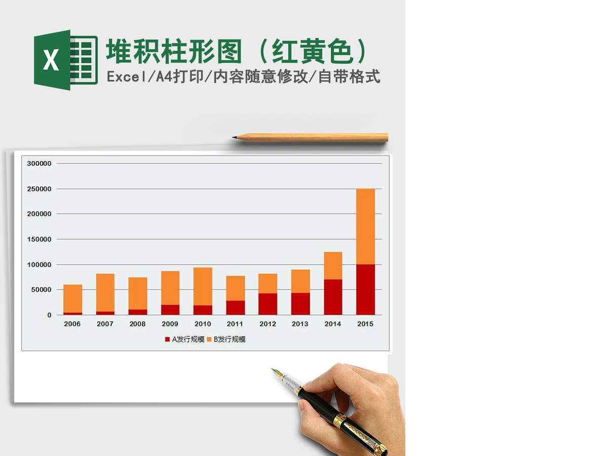 2021年堆积柱形图（红黄色）