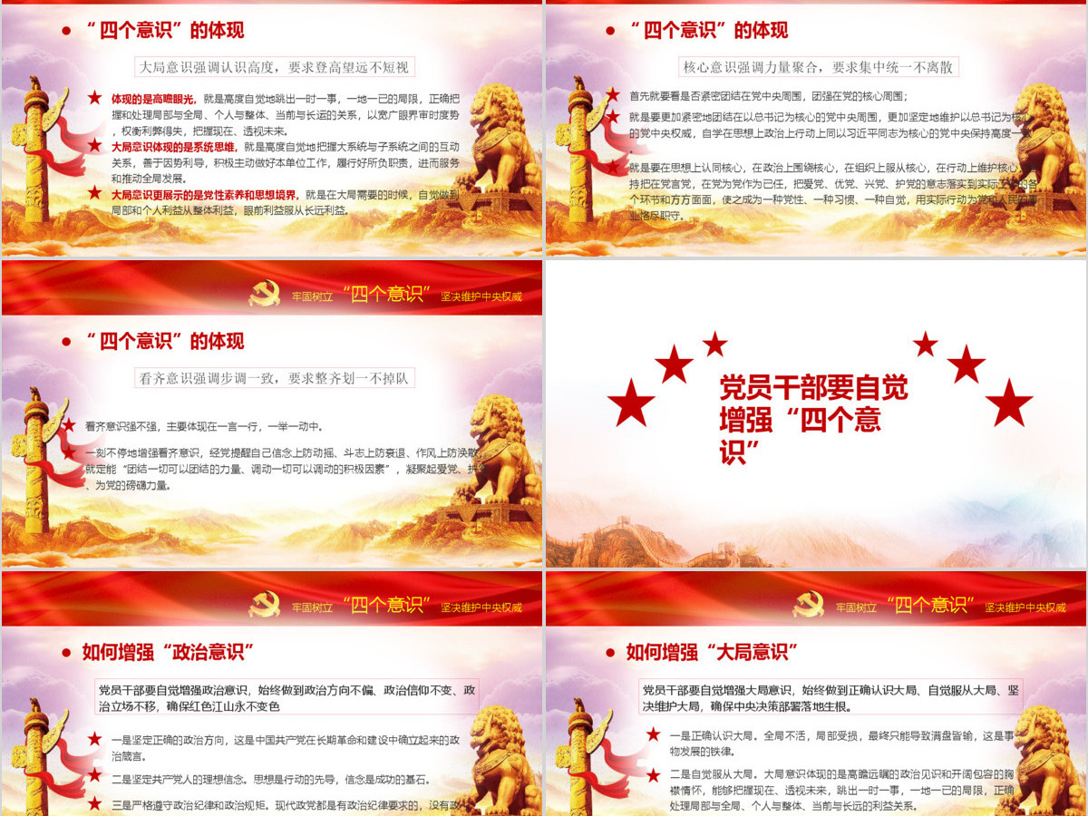 十八届六中全会ppt四个意识学习解读微型党课ppt 十八届六中全会ppt四个意识学习解读微型党课ppt