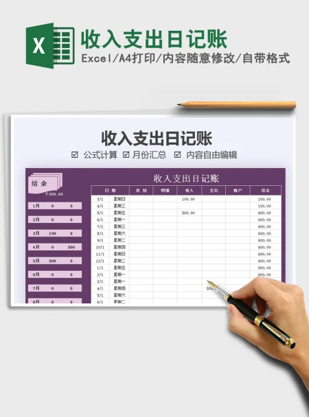 2021年收入支出日记账 2021年收入支出日记账