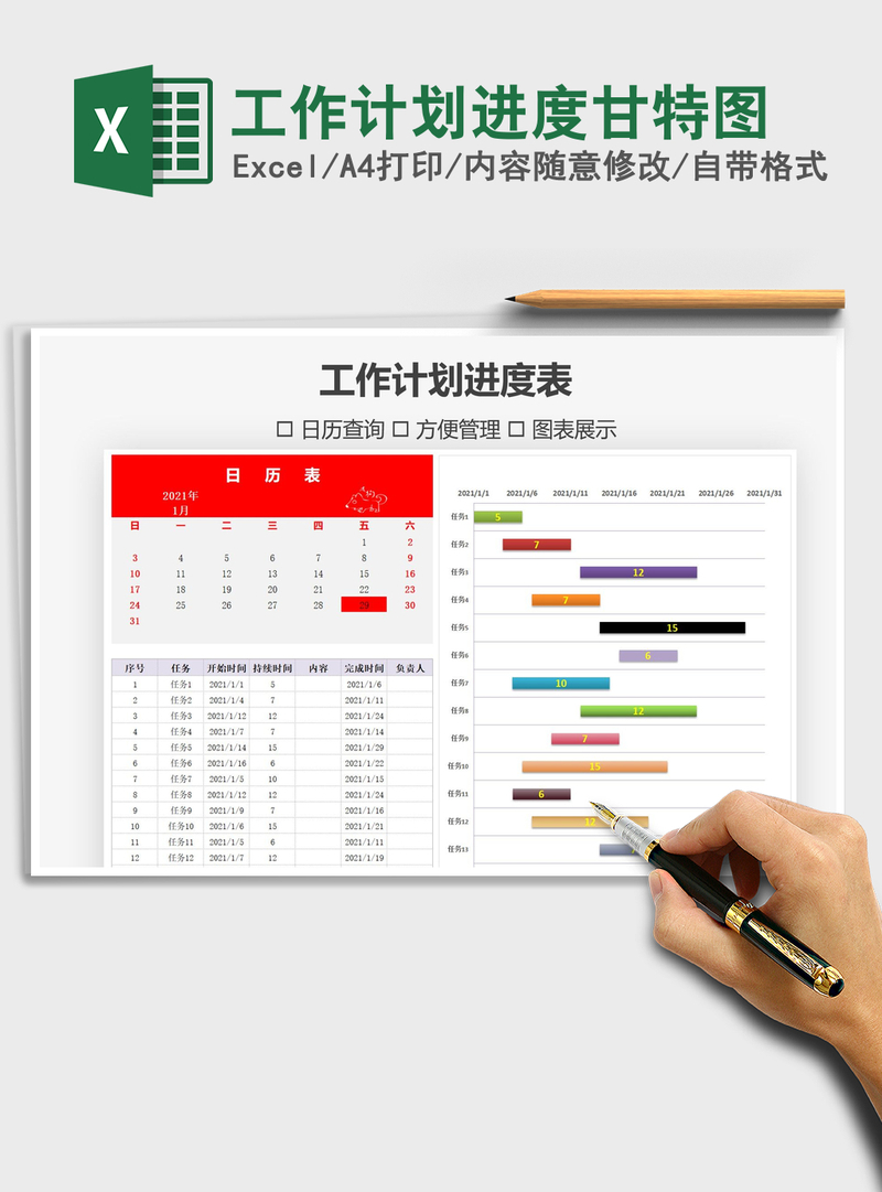 2021年工作计划进度甘特图