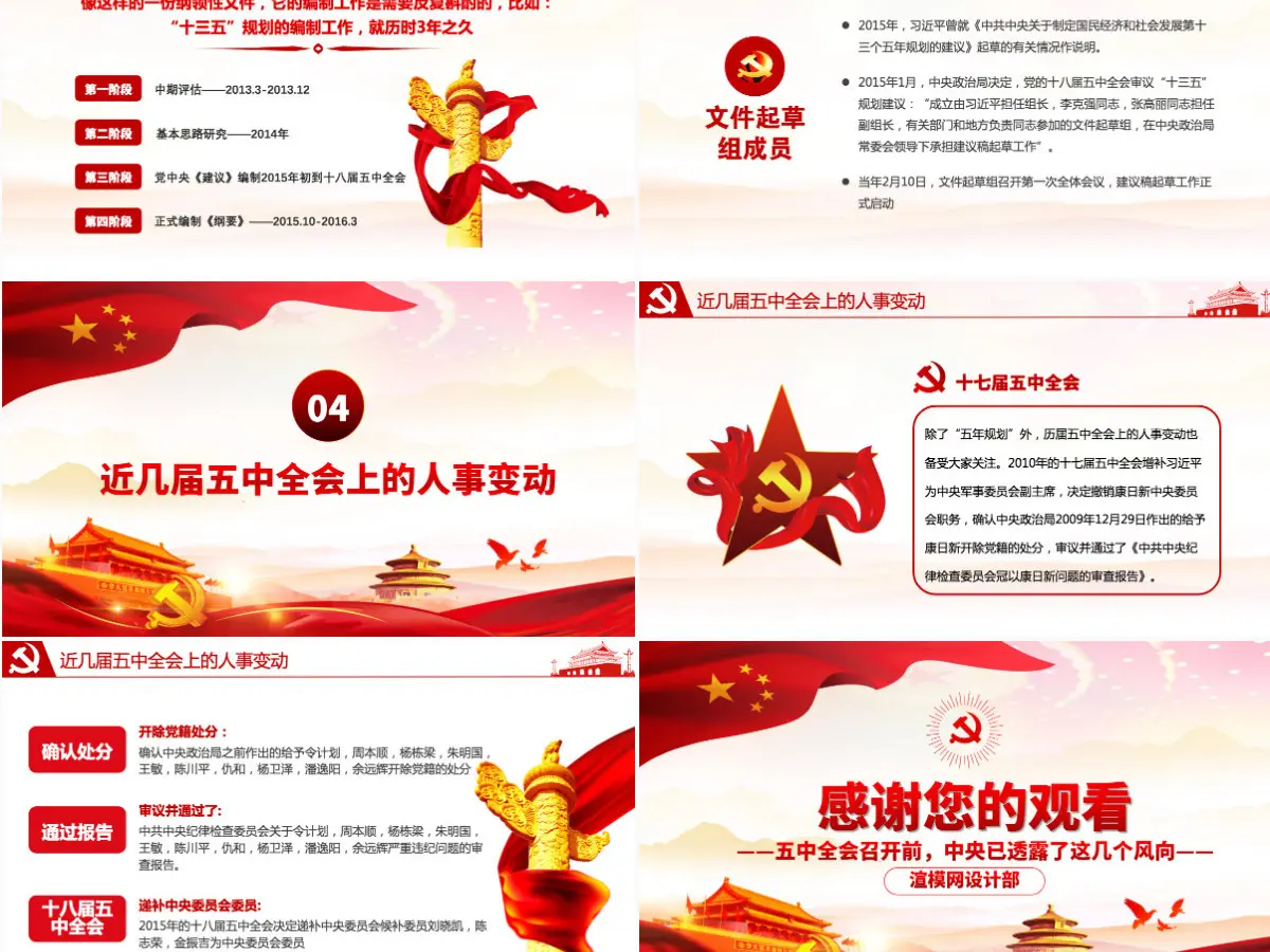 2020中国风喜迎第十九届五中全会党政党课PPT模板